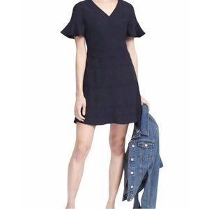 Banana Republic Navy A-Line Dress Ruffle Detail
